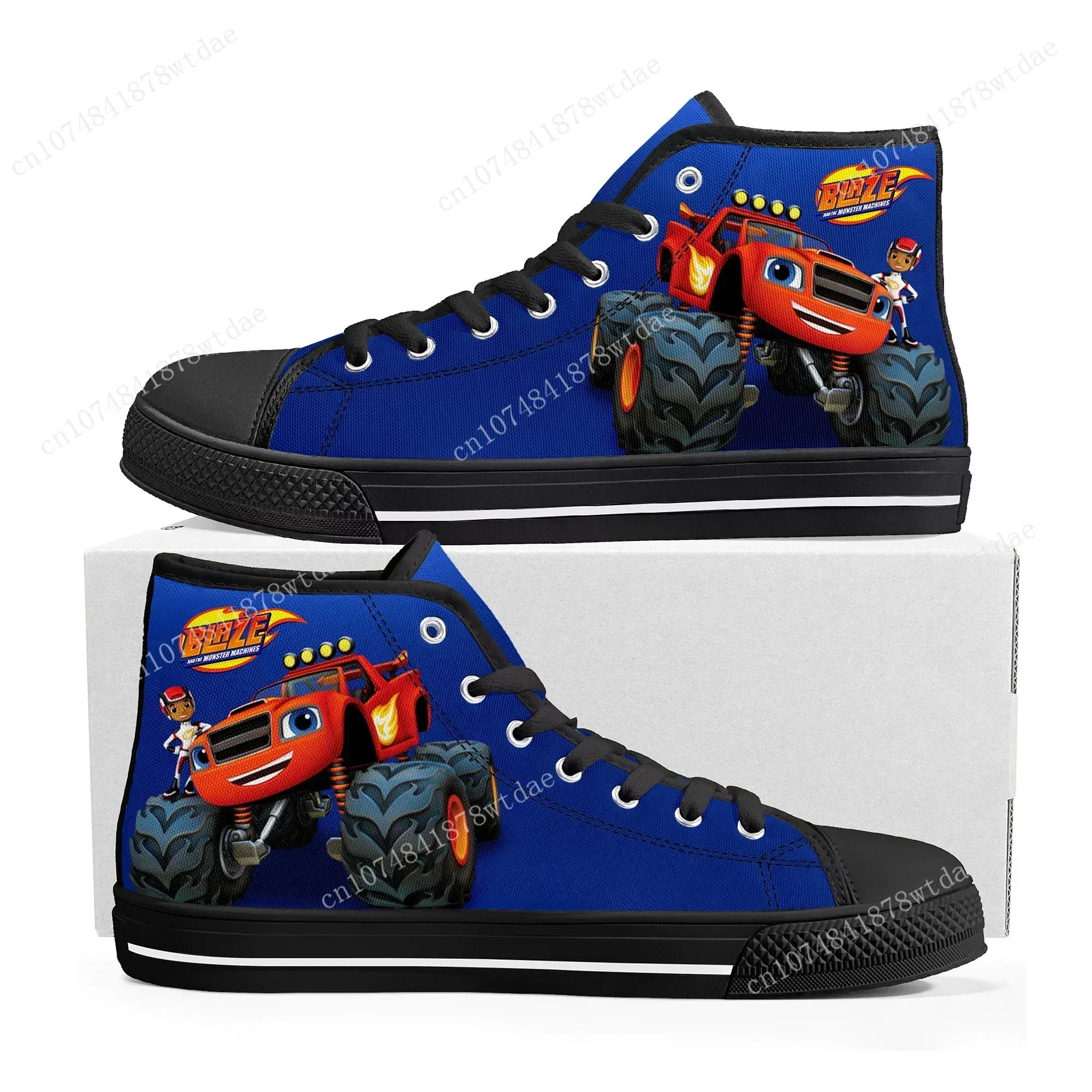 Blaze And The Monster Machines High Top Sneakers Mens Womens High Quality Canvas Sneaker Anime Casual Custom Made Shoes