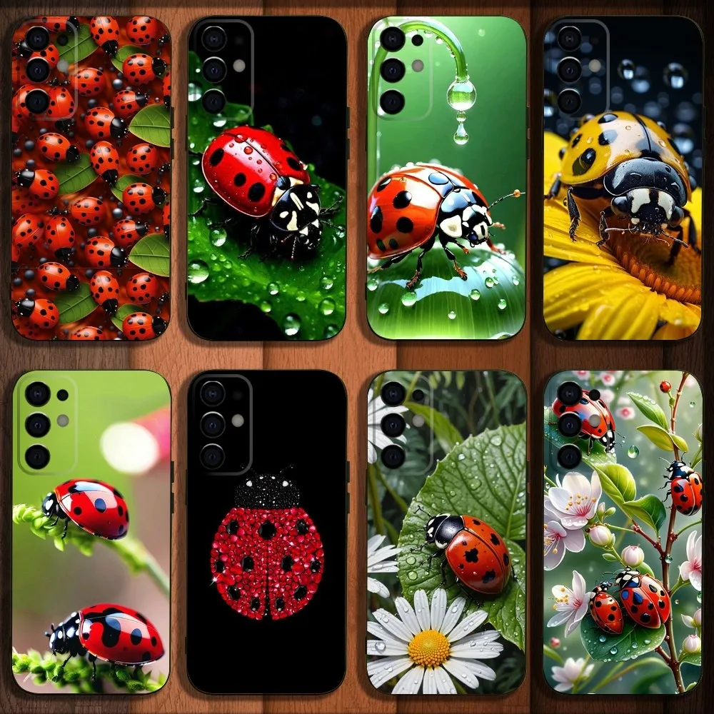 Insect Beautiful Ladybugs Phone Case For Samsung S24,S21,S22,S23,S30,Ultra,S20,Plus,Fe,Lite,Note,10,9,5G Black Soft Cover