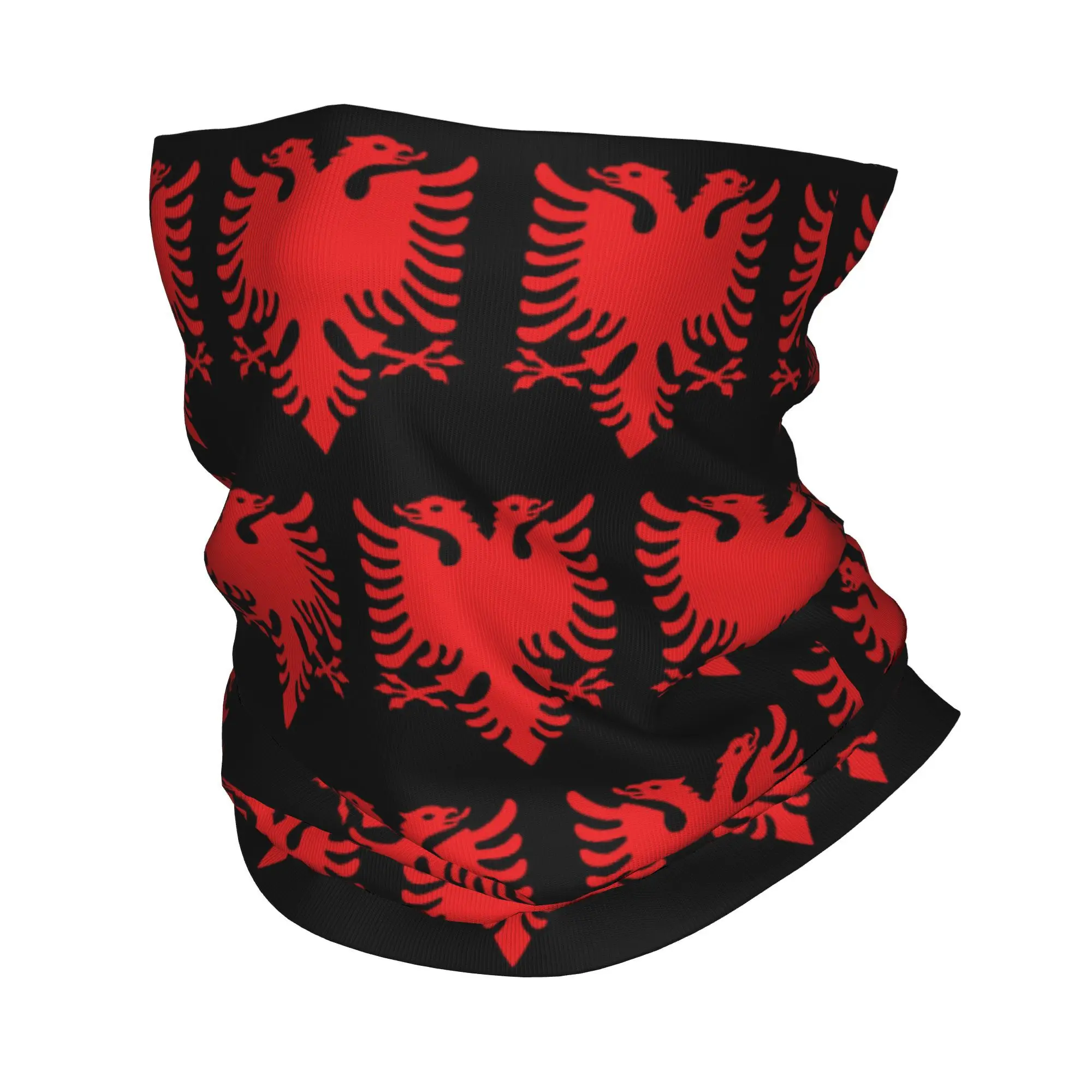 Custom Albania Flag Bandana Neck Gaiter for Hiking Camping Women Men Wrap Scarf  Balaclava Warmer