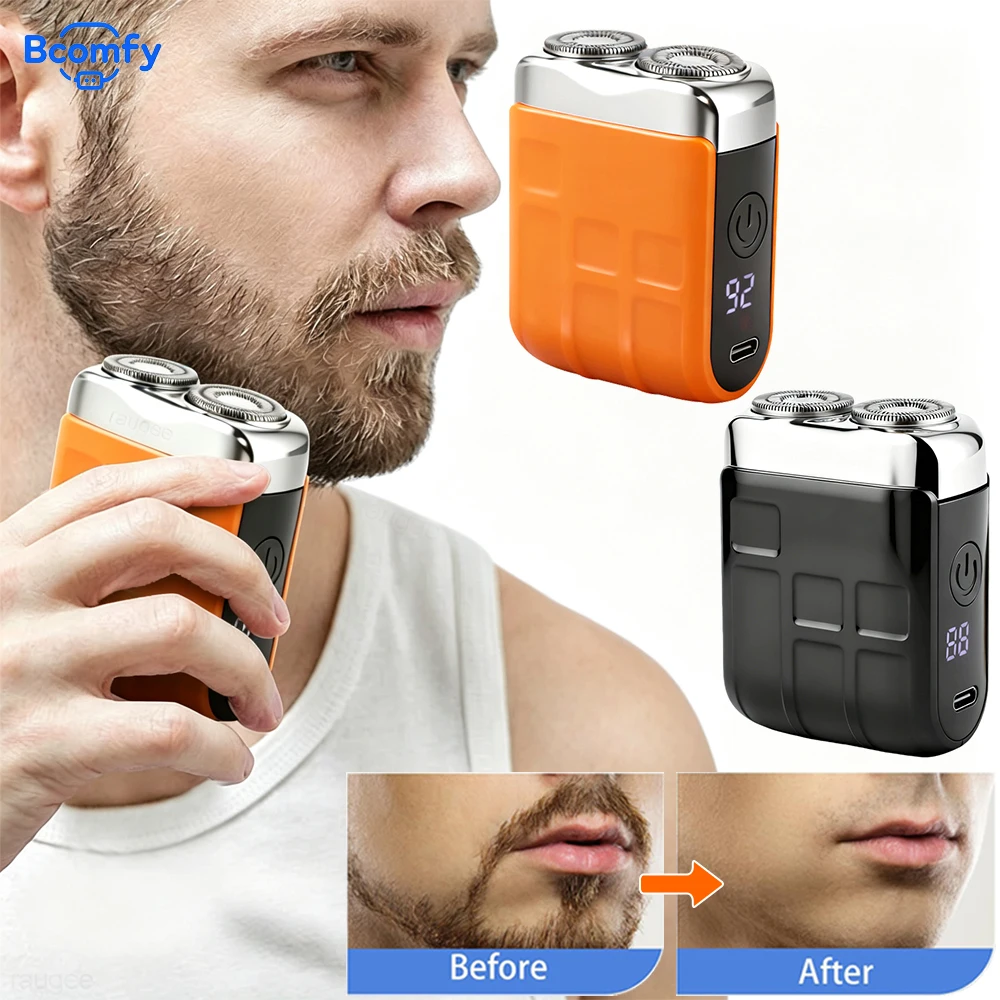 Mini Electric Shaver for Men Rechargeable Portable Dual Blade Shaver Water Washed Digital Display Dual Floating Heads Shaver