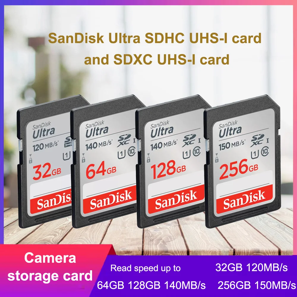 SanDisk Secure Digital Memory Card 256 ГБ 128 ГБ 64 ГБ SDXC 32 ГБ SDHC Камера SD Flash Карта памяти для цифровой зеркальной камеры Видеокамеры