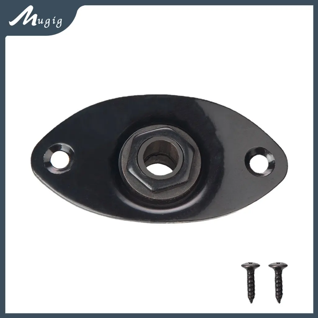 

Mugig Electric Guitar Jack Plate Socket Guitar Parts Oval Metal Concave Output Jack Plate & Screws Electric Guitar BL / CH
