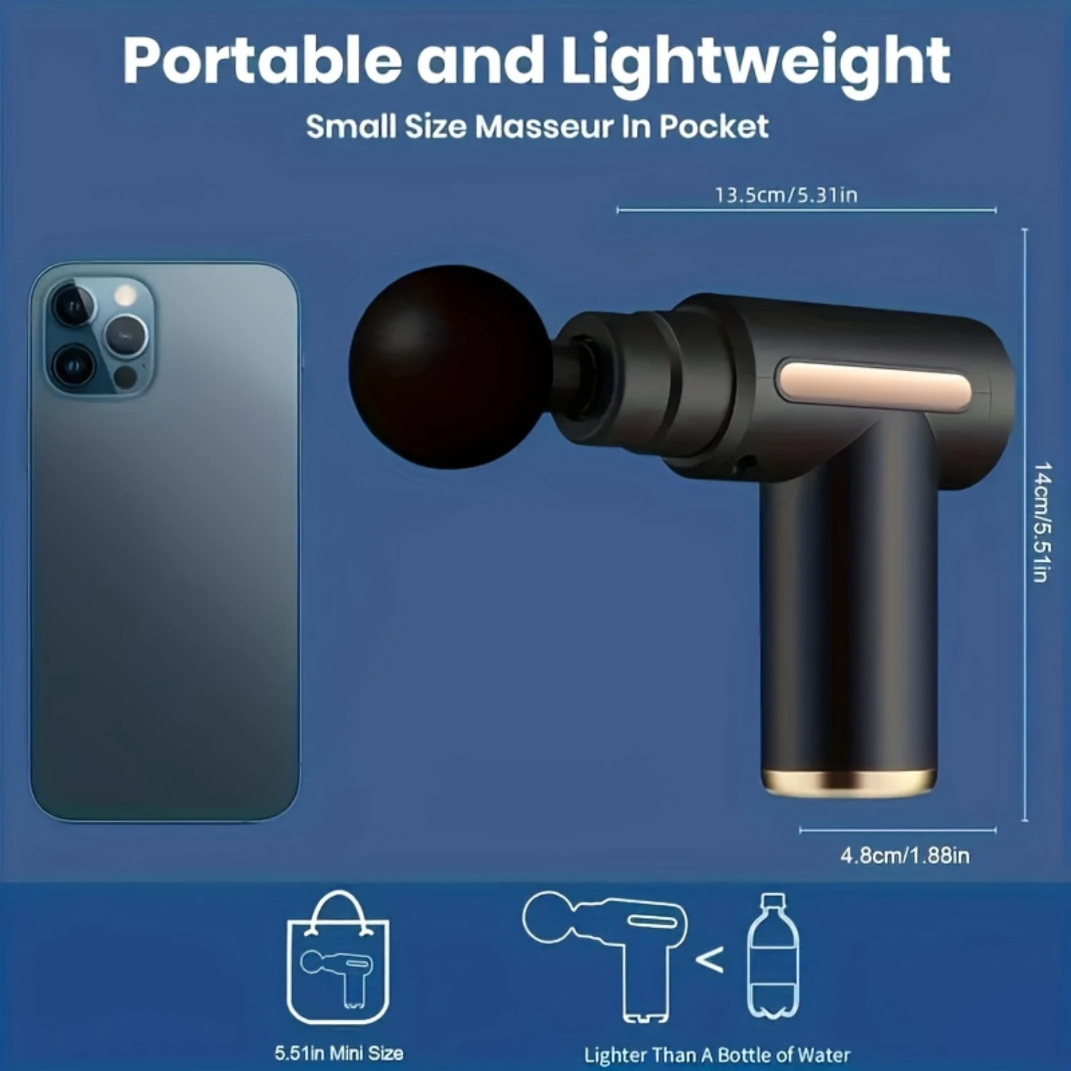 

1pc Muscle Massage Gun, Handheld Muscle Massager For Body, Back And Neck - Ultra Compact Elegant Design, High Torque Powered