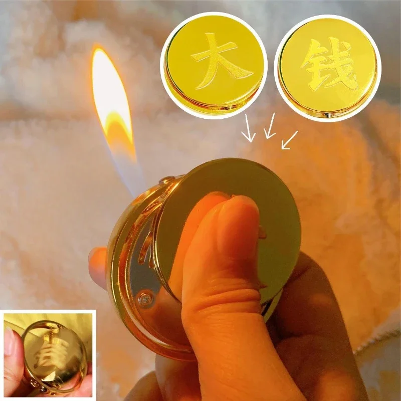 New Creative Metal Casino Coin Chip Lighter Butane Gas Torch, Smoking Oil Mini Portable Fun Small Tool Gift for Friends