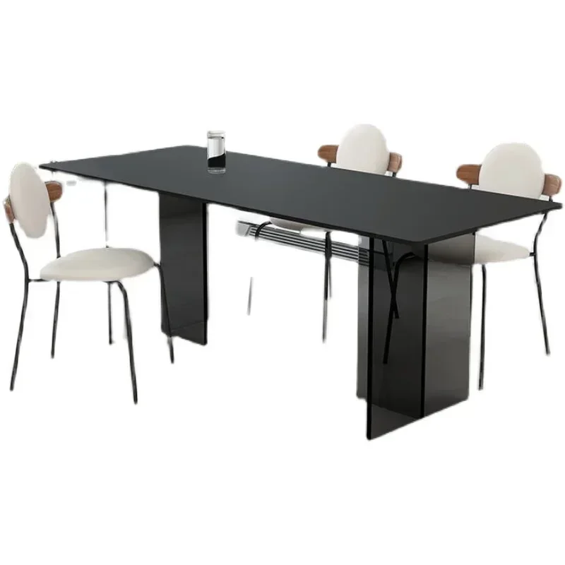 Black Stone Plate Acrylic Suspension Kitchen Island Dining Table and Chair Minimalist Style Home Small Apartment Dining Table