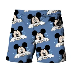 Summer Harajuku New Disney 2024 Cute Stitch And Mickey Minnie Anime Print Men Swimwear Beach Shorts Fashion Casual Kids Shorts