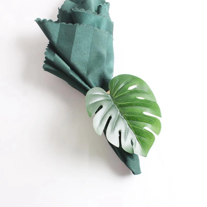 

Monstera Napkin Rings Set of 10, Faux Palm Tree Napkin Ring, Green Leaf Serviette Buckles Holder for Table Setting