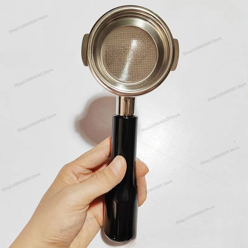 For 9 Series 58mm Bottom Less Coffee Handle Stainless Steel 304 Coffee Machine Black Rubber Handle