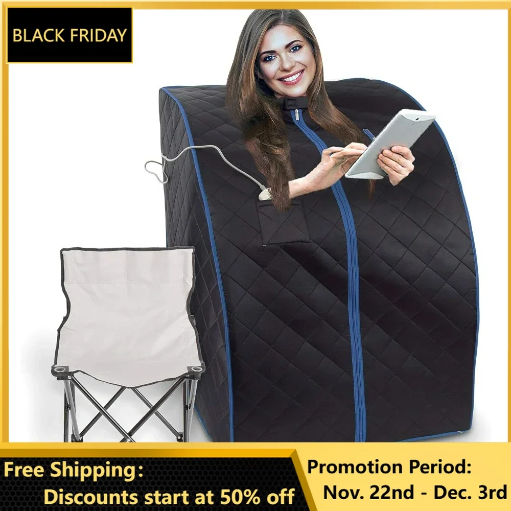 Portable Sauna for Home, Infrared Sauna Personal Spa -3 Heating Plates, Folding Sauna Chair, Heated Foot Pad, Remote Control