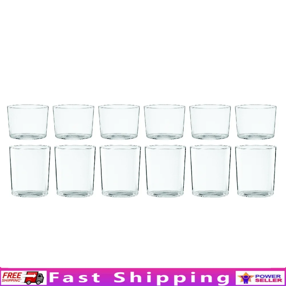 

12 Piece Clear Glass Stackable Drinkware Set Includes 6 Tall 16oz and 6 Short 10oz Glasses Dishwasher Safe Ideal Daily Use and