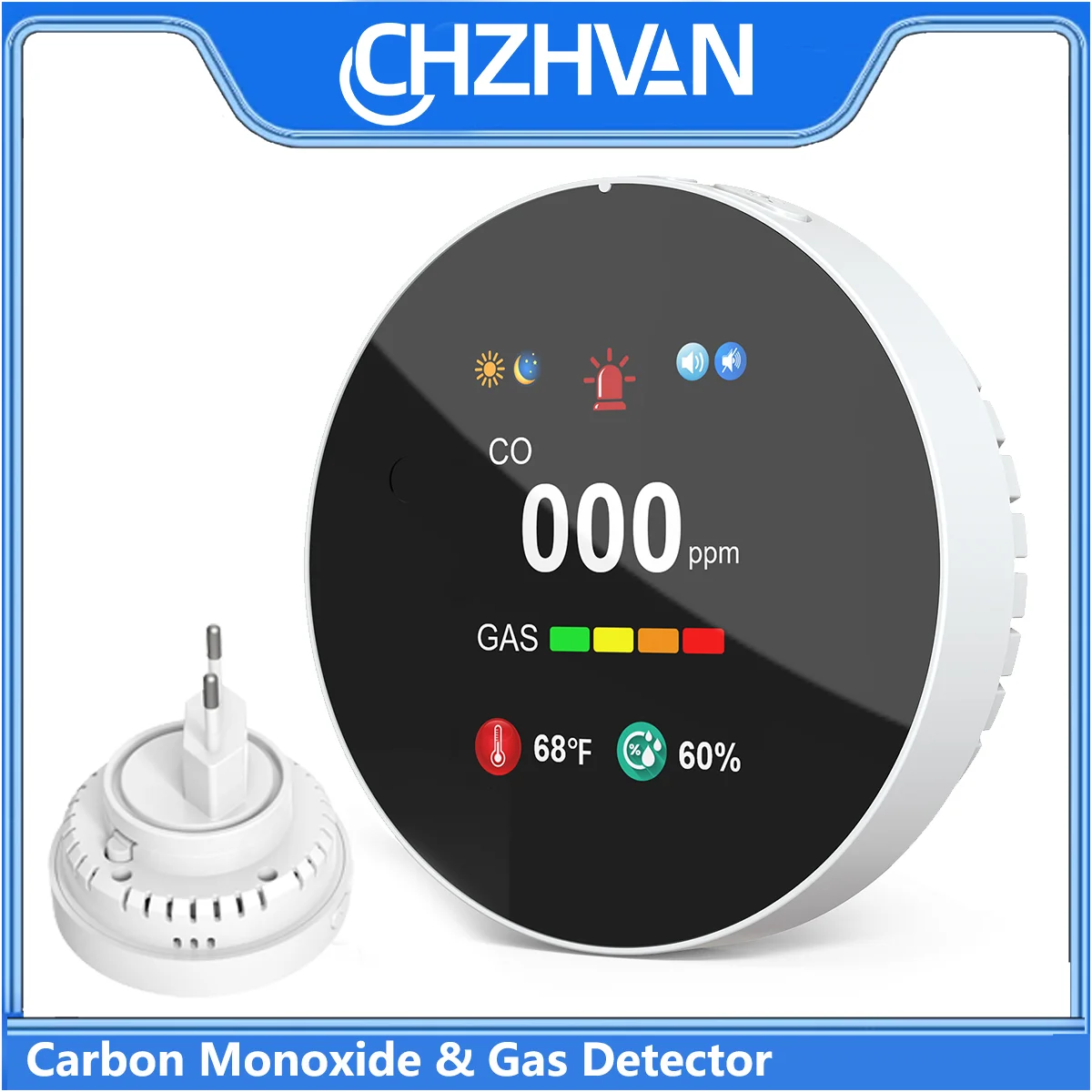 Combination Gas&Carbon Monoxide Detector 4-in-1 Natural Gas Leak&CO Alarm with Temperature&Humidity for Home security protection