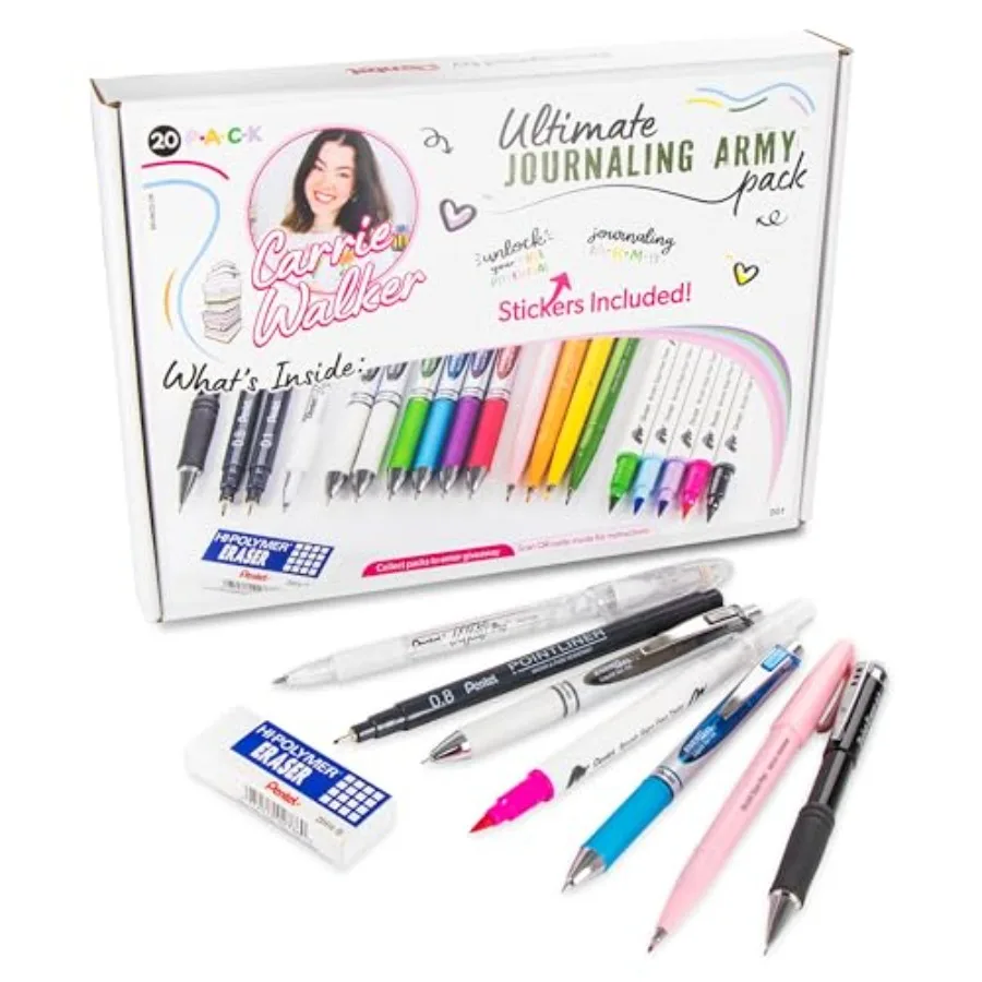 

Carrie Walker Ultimate Journal Mix Writing and Journaling Kit Gel Pen/Mechanical Pencil/Marker Variety 20 Pieces