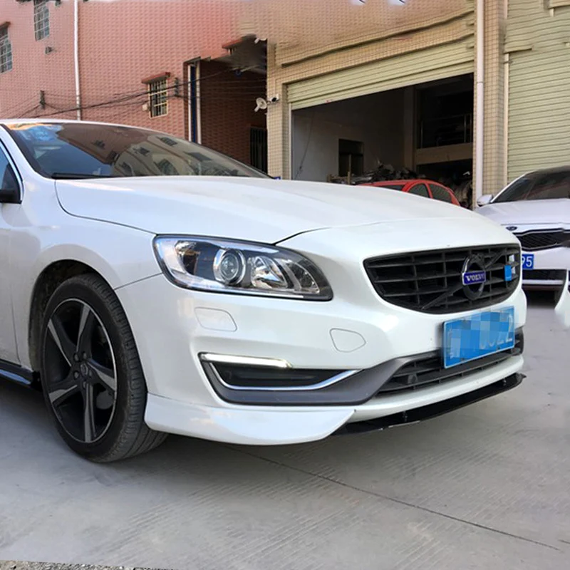 For Volvo S60 V60 Sedan 2014-2018 Front Bumper Diffuser Splitter Lip Spoiler Guard Cover ABS Plastic Tuning Body Kit Accessories