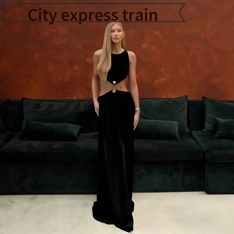 فستان طويل ضيق بتصميم مثير من الدانتيل المرقع، بياقة دائرية، بطول الخصر، مناسب للخريف، مصنوع من قماش البوليستر، بتصميم ملفوف.