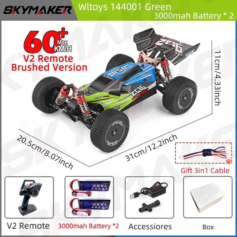 RCカー wltoys 144010と付属品 all in one WLtoys 1/14 144016 144001 Escova Carro RC 144010 Metal sem escova