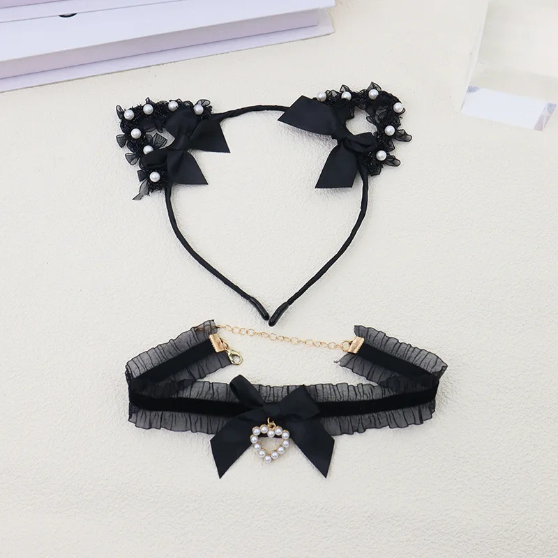 Dress Up with Internet Celebrity Pure Cute Lolita Bow Love Collar Necklace Clavicle Chain Women's Party