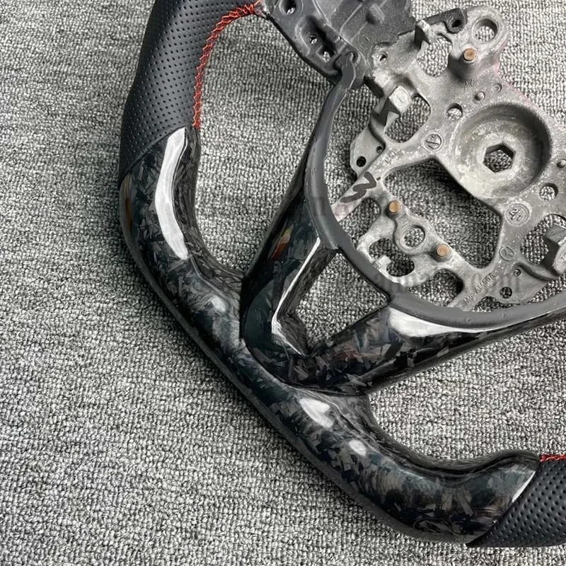 High Quality Forged Carbon Fiber Perforated Leather Steering Wheel For AXELA