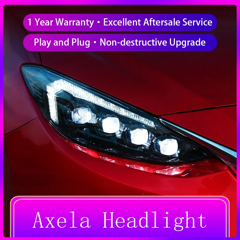 Car Styling For Mazda 3 Axela 2014-2016 Front Lamp Mazda3 DRL Headlight Turn Signal Highlight Full LED Bulbs Projector Lens Auto