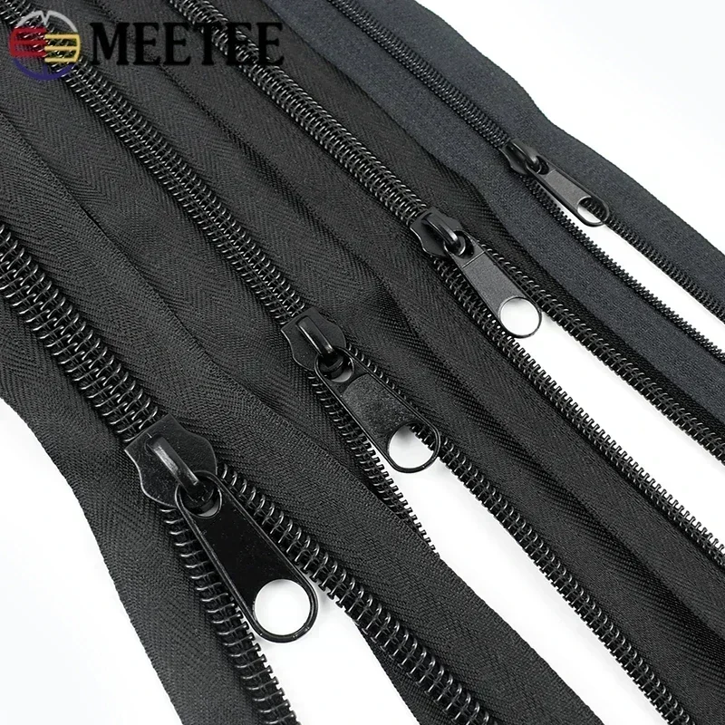 1-5M 3#5#8#10# Sewing Nylon Zippers By Meters Replacement Zipper Sliders Puller Black Zips Zip Repair Kits DIY Accessories