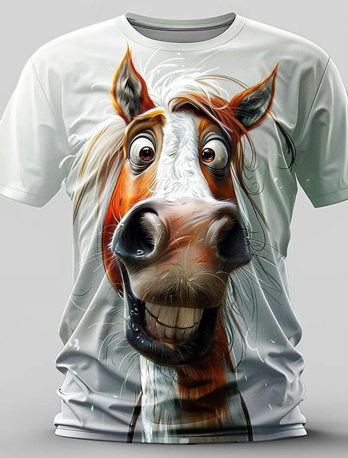 horse Pattern retro casual street style men's 3D printed T-shirt sports outdoor T-shirt short sleeved round neck shirt clots top