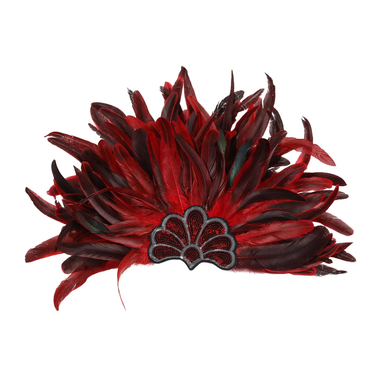 Carnival Feather Headdress Sequin Party Headband for Campfire Performance Masquerade Cosplay Accessory