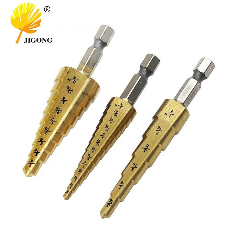 Hexagon shank British step drill hexagon shank pagoda bit 3/16-1/2,1/4-3/4,1/8-1/2 multi-gauge