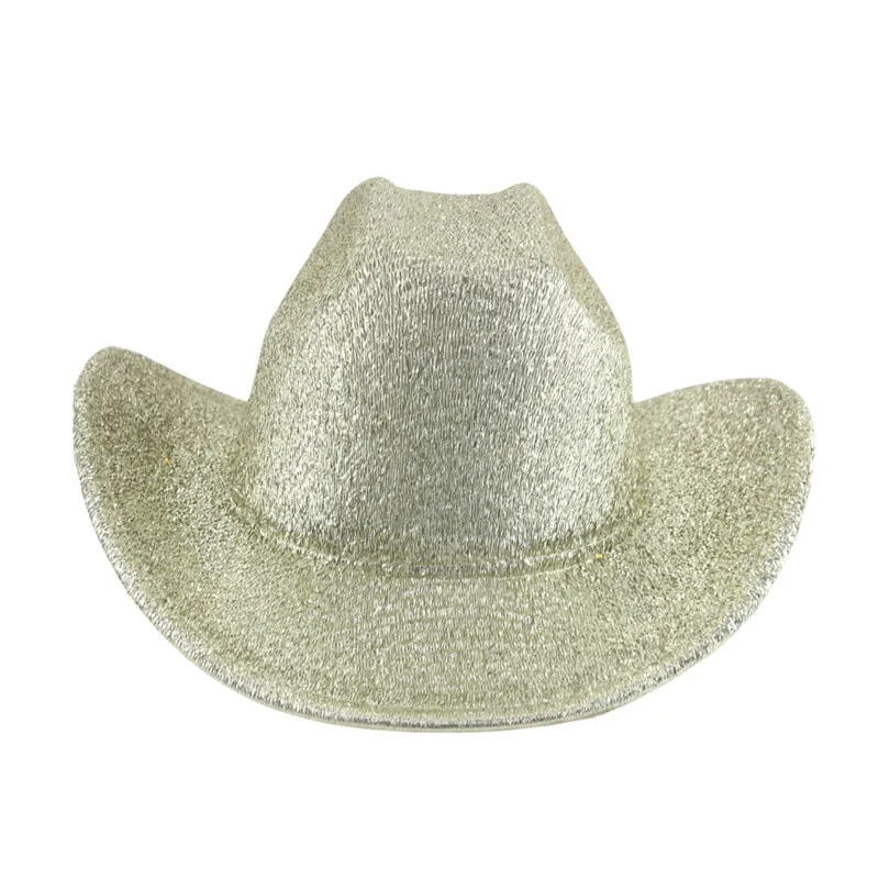 Chapeau de cowboy à bord roulé à paillettes pour filles, Fedora brillant, Hot Western Party, casquette en feutre, Topper, nouveau