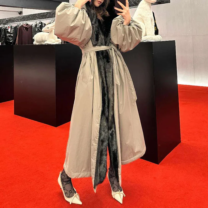 Women's Eco-Friendly Faux Fur Long Coat, Handcrafted Custom Hooded Coat, Fashionable and Warm Trench Coat, 2026, New Arrival,