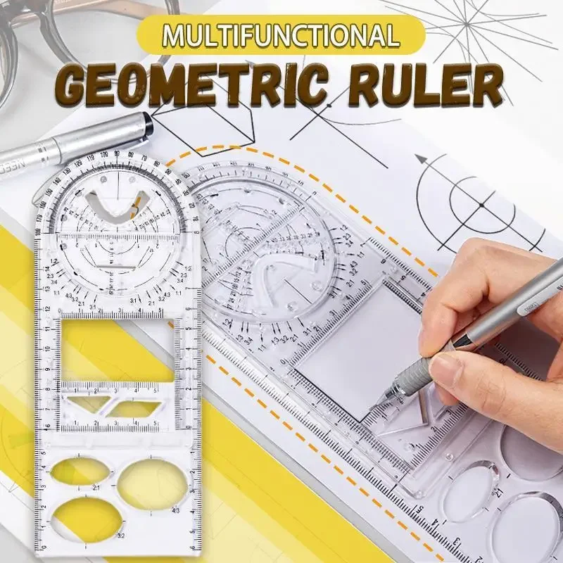 Righello geometrico multifunzionale modello di disegno geometrico strumento di misurazione per forniture per ufficio scolastico righelli da disegno studenti