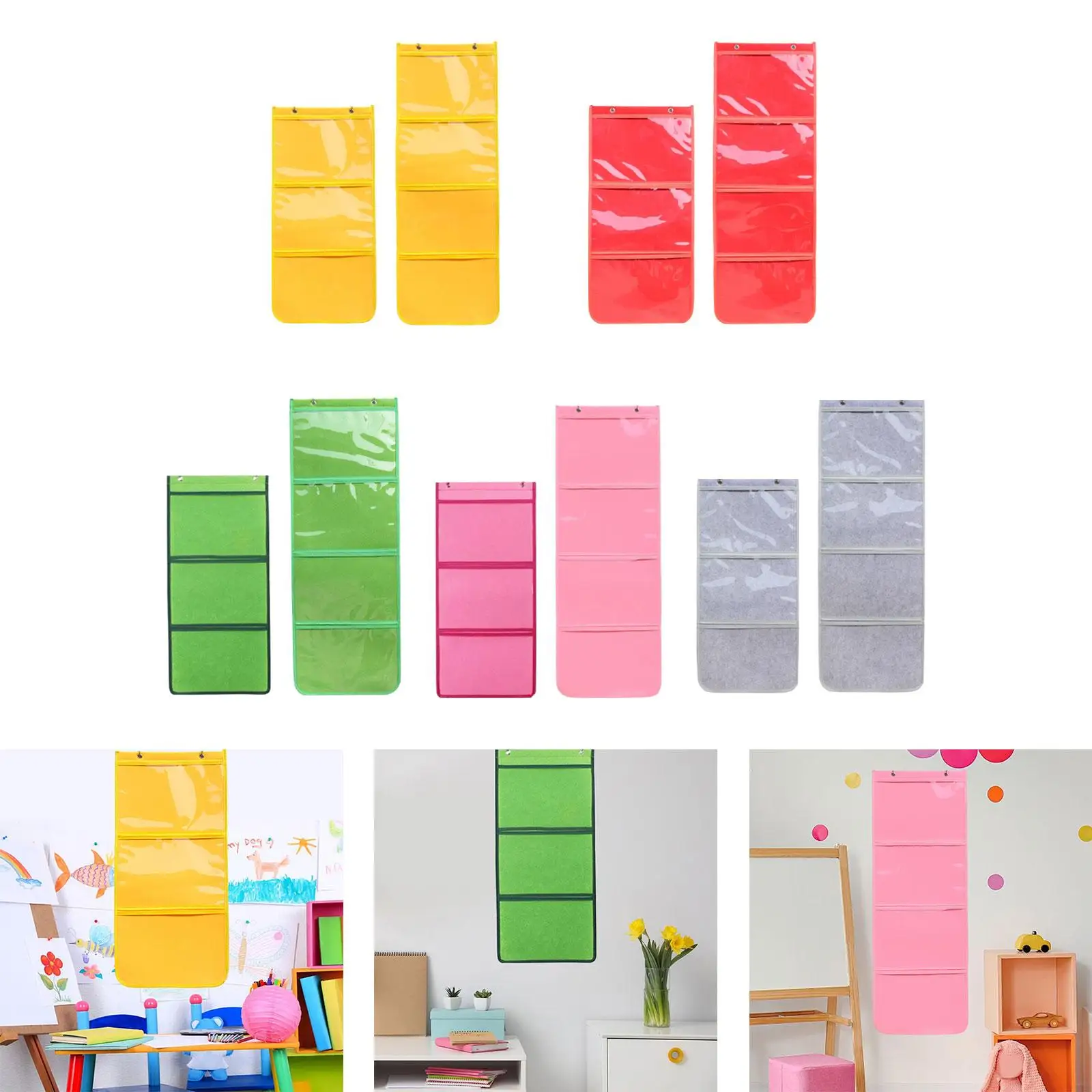 Kindergarten Art Display Hanging Bag Clear Storage Bag Artwork Organizer Pouch Storage Bag Wall Hanging Bag Art Hanging Bag