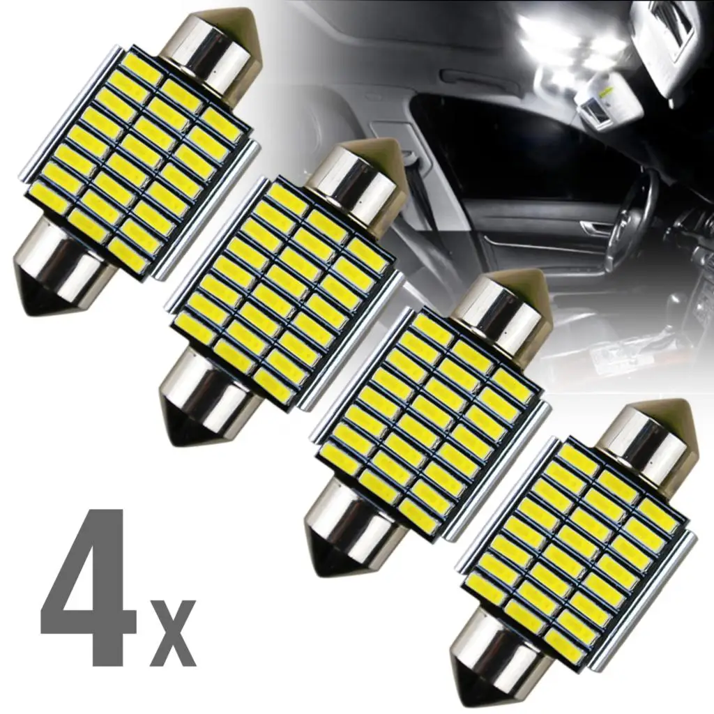 4pcs Festoon 31mm 36mm 39mm 41mm Shuttle LED Bulbs C5W C10W LED Canbus Error Free Auto Interior Doom Lamp Car Map Reading Lights