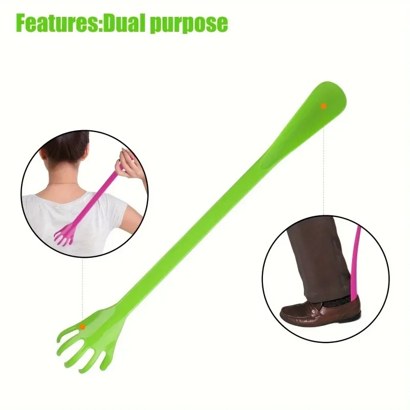 2Pcs Long Handle Back Scratcher And Shoe Horn 2-in-1 Ergonomic Design No Bending Easy Shoe Wearing for Comfort And Itch Relief