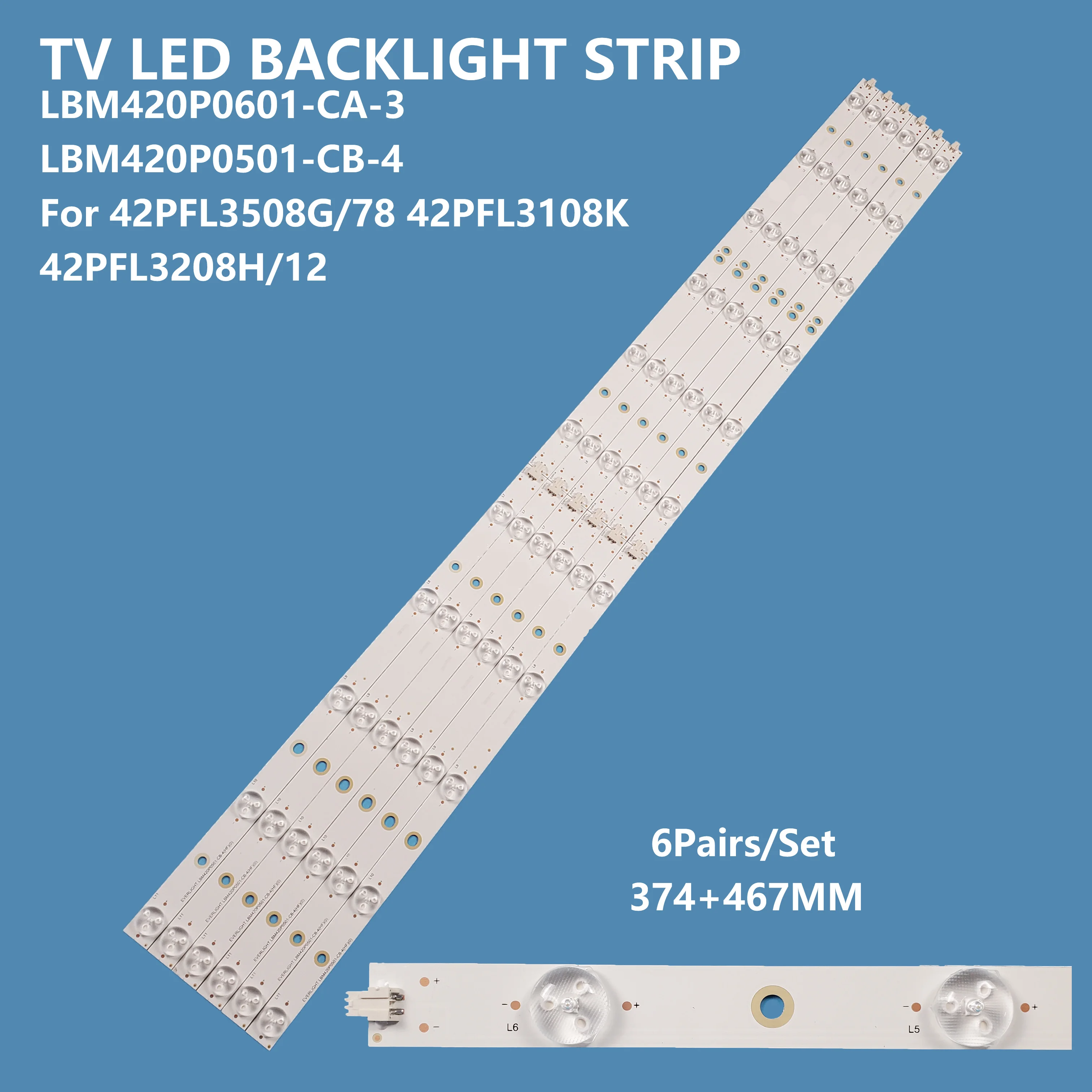 3V Led Backlight Strips For Philips 42inch LBM420P0501-CB 42PFL3508G/78 6Pairs/set TV Repair Spare Parts