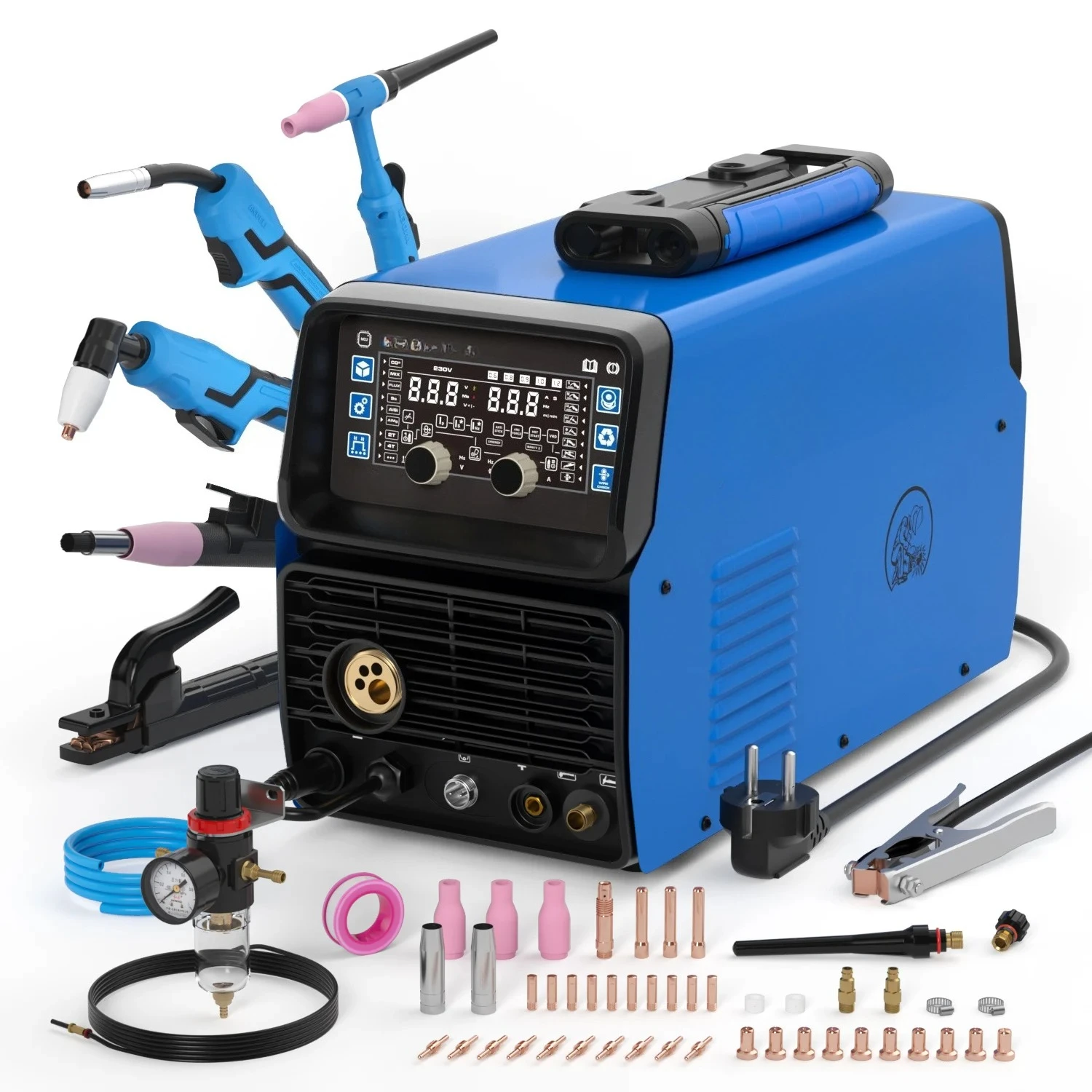 MIG-205DP 10 in 1  MIG TIG CUT MMA and Flux Clean Welding Machine New Arrival 110V  220V
