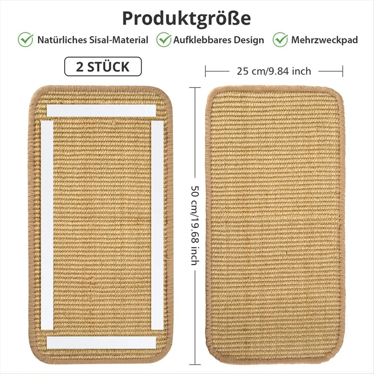 N14R Top Cat Scratching Mat, Pack of 2, Scratching Mat for Cats, Cat Scratching Mat for Protects Carpets and Sofas, 50 X 25 cm