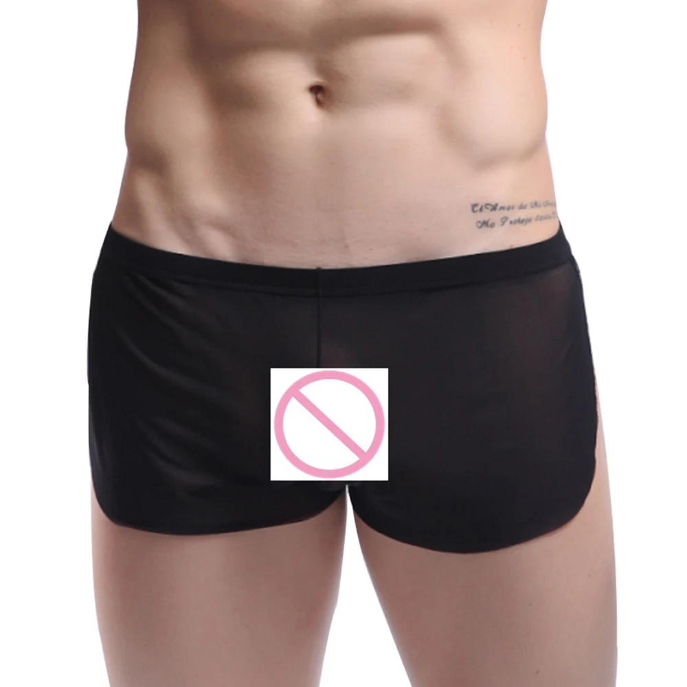 Sous-vêtements sexy pour hommes, style d\'été, slip transparent, boxer en maille gay, respirant, pantalon de nuit ultra-fin, culotte transparente