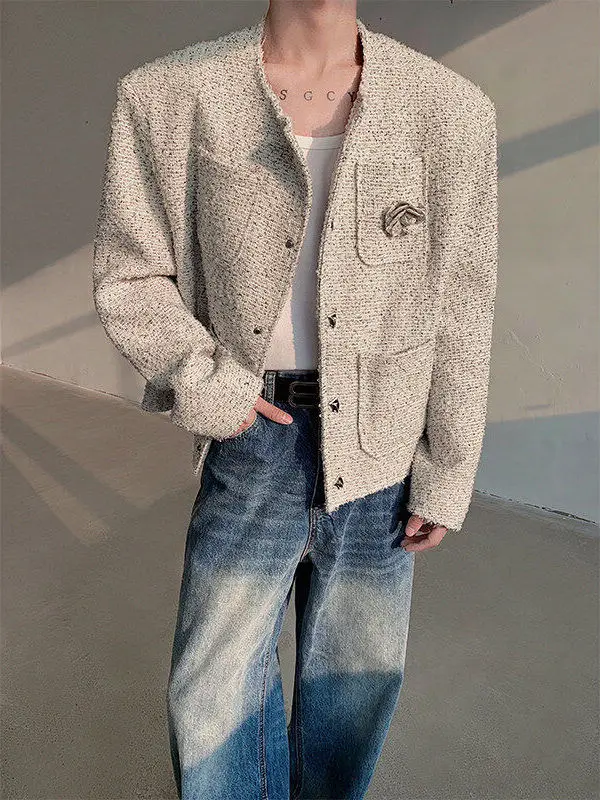 

Повседневная брошь в виде розы, мужская шерстяная куртка, модный городский длинный све, утепленное пальто из полиэфирного волокна, подставка