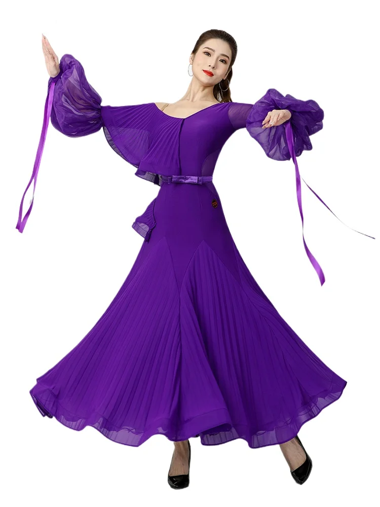 Robe de danse standard nationale pour femmes, vêtements de compétition de danse de salon, mode haut de gamme, nouveau, 2024