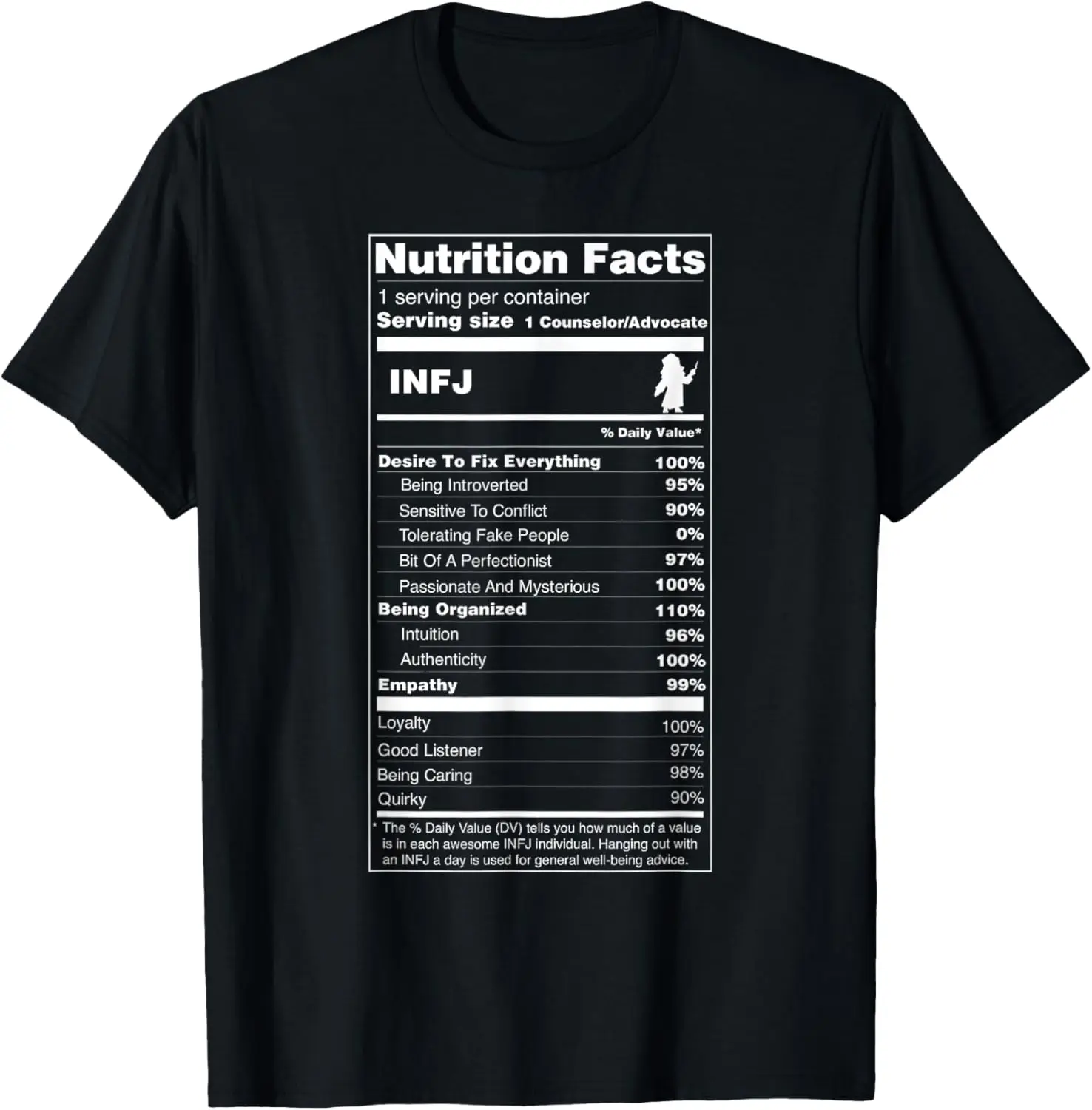 INFJ Shirt The Advocate Personality Nutrition Facts T-Shirt T-Shirt