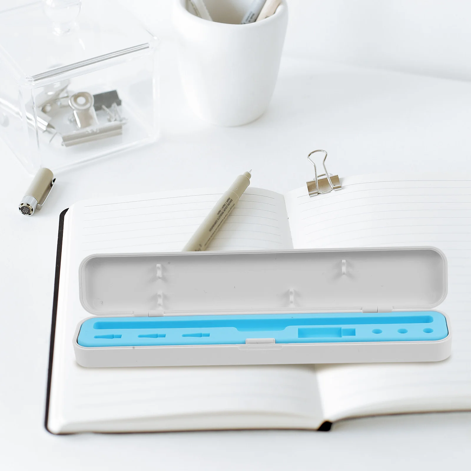 

Stylus Pen Organizer Box Premium Silicone Storage Case for Capacitive Pen Portable Holder with Cap and Adapter Compartment