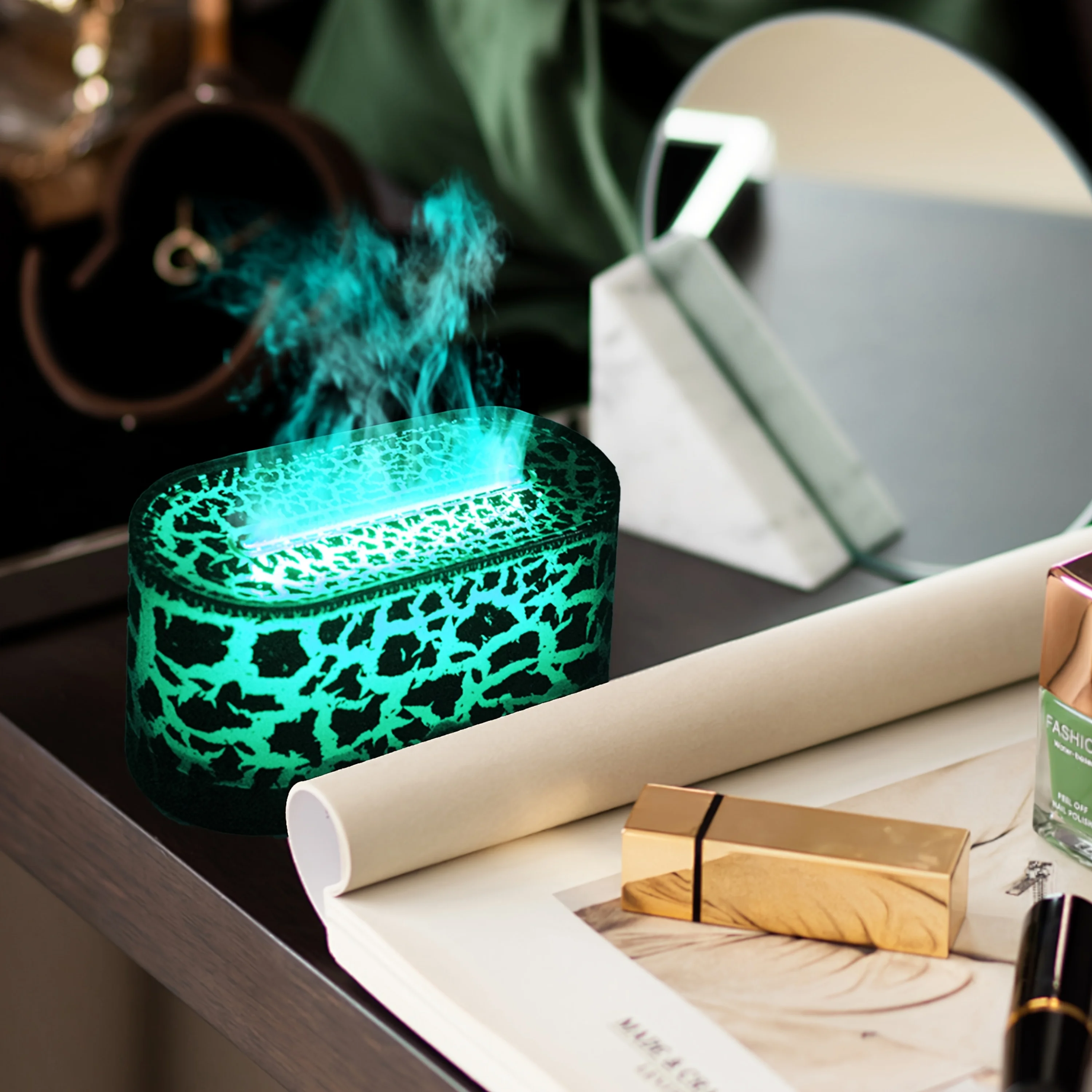 Crack Flame Atmosphere Humidifier Portable Fragrance Machine Colorful Light Essential Oil Diffuser Cool Mist Humidifier for Home