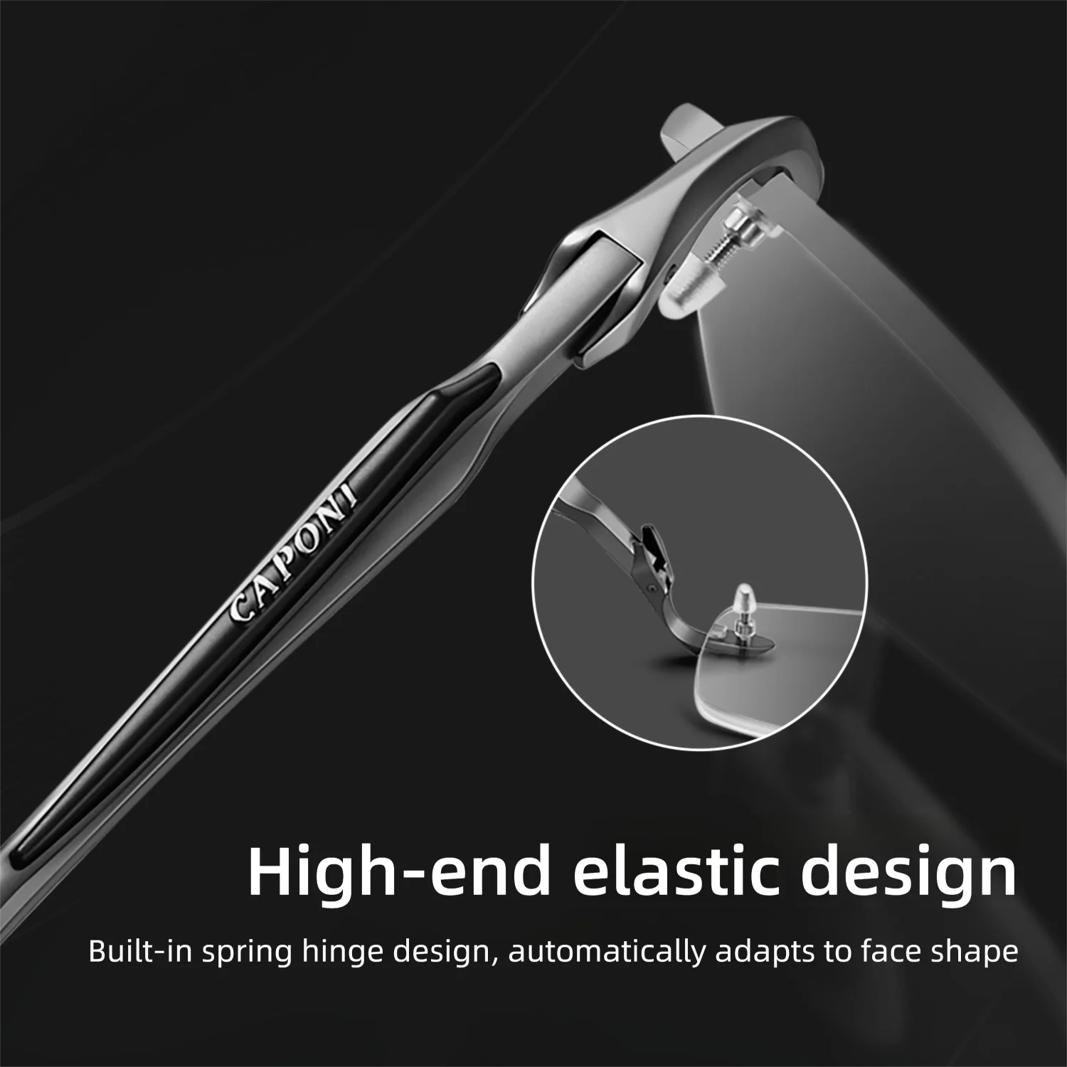 CAPONI Glasses Frame Men Rimless Titanium Light Weight Computer Anti Blue Ray Glasses Original Photochromic Eyes Glasses J24607