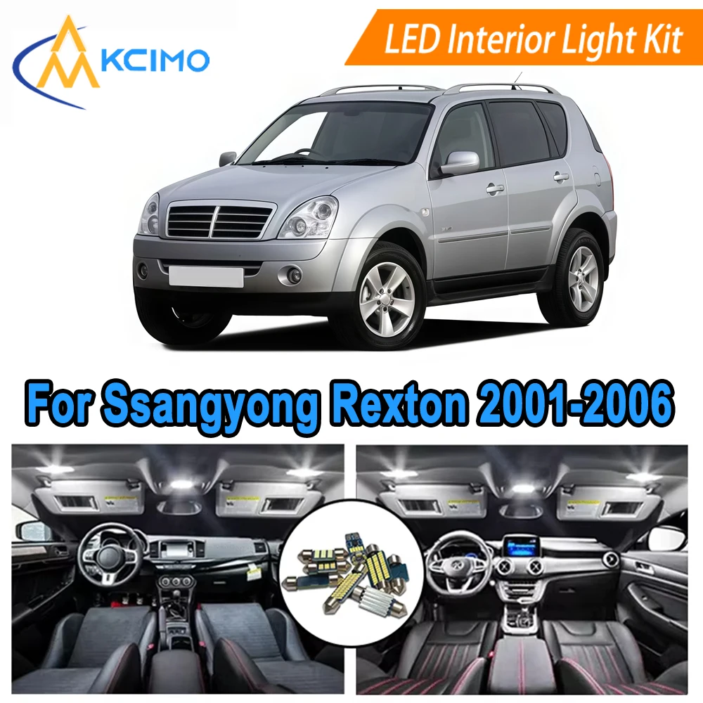 

Direct Fit LED Interior Bulb Set For Ssangyong Rexton (2001-2006) Super Bright 6000K LED Bulbs Dome Map Door Lights