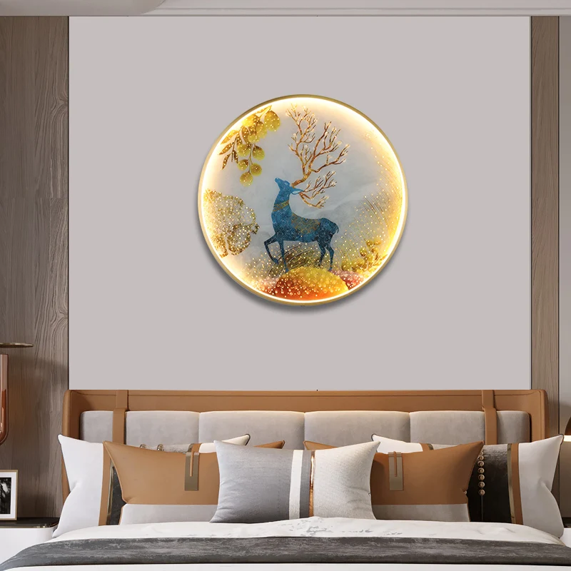 SOFEINA LED Wall Lights Modern Sika Deer Figure Sconces Round Lamp Creative For Home Teahouse