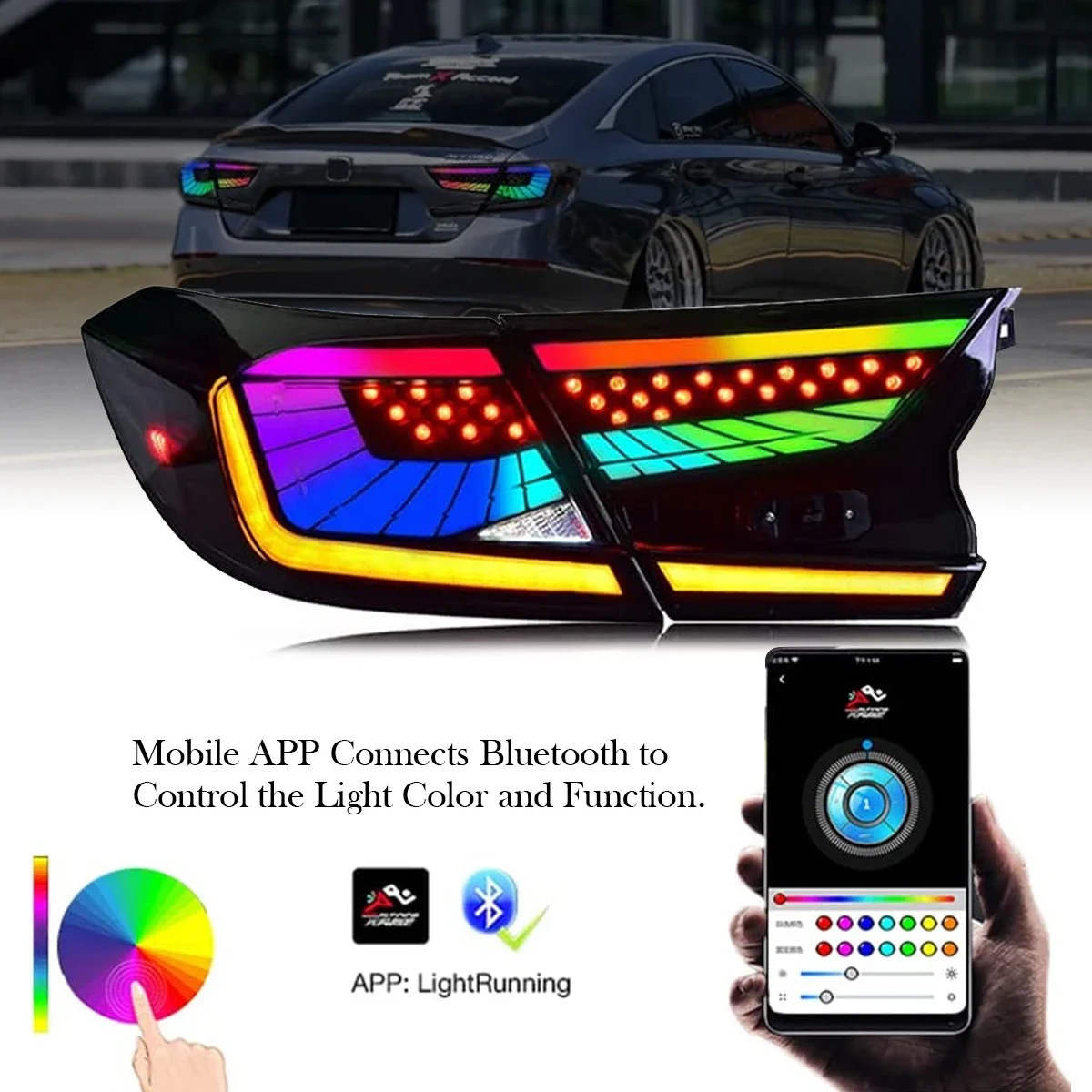 

Автомобильные аксессуары RGB APP Control Задние задние фонари для Honda Accord 10-го поколения 2018-2022 Автомобильные светодиодные фонари Задний фонарь в сборе DRL