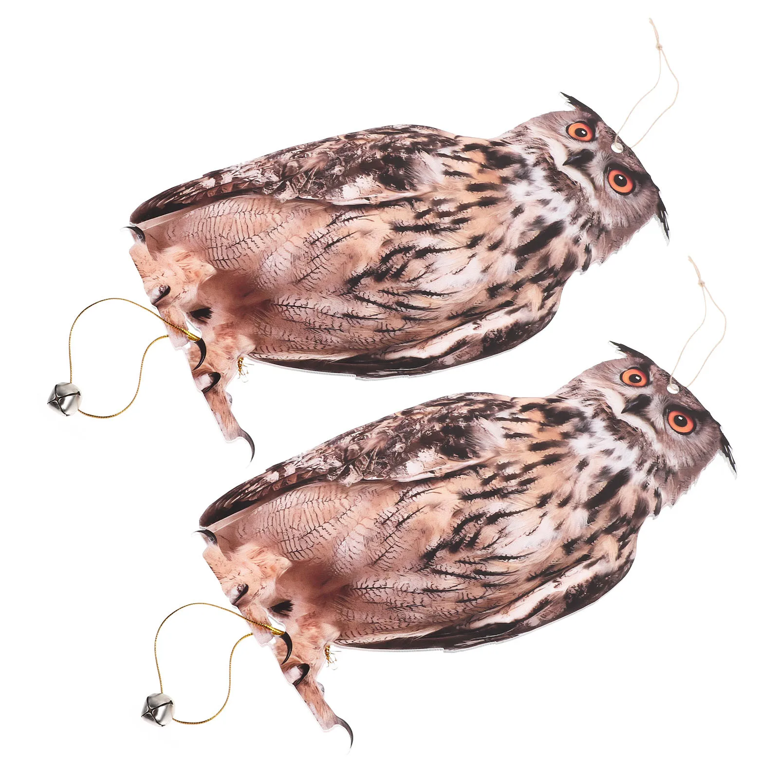 

2Sets Realistic Owl Bird Deterrent Hanging Garden Decor Acrylic Metal Wind Spinner Ornament for Yard Patio Lawn Backyard