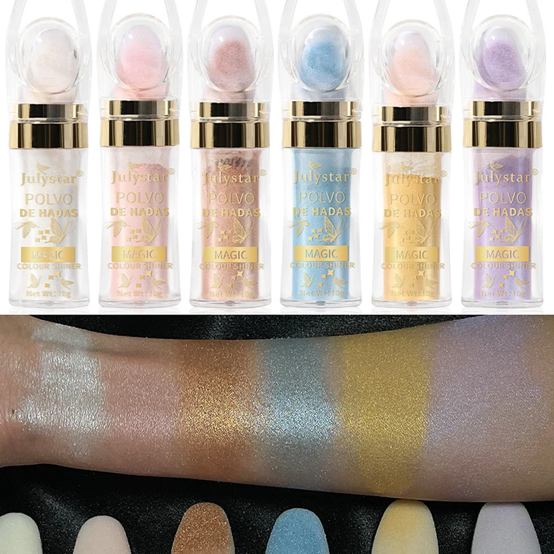 フェアリーハイライターパットパウダー,キラキラ,ファッショナブル,輪郭を明るくする,顔,目,きらめくボディ,メイク,6色