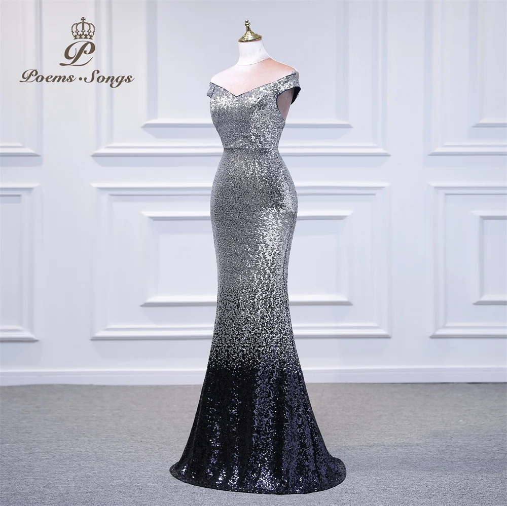 New gradient sequins sexy mermaid evening dresses vestidos de fiesta robe de soiree de mariage prom dresses party dress