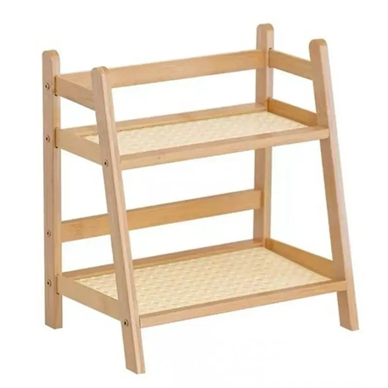2X Wooden Storage Shelf,2-Tier Desktop Organizer - Multi-Use Display Rack For Office Supplies, Makeup, Stationery