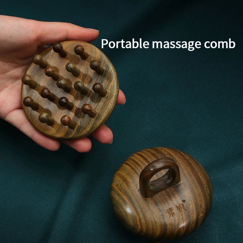 

Golden Sandalwood Massage Comb Head Scalp Massage Comb Relaxer Natural Sandalwood Anti-static Acupoint Meridian Head Massager